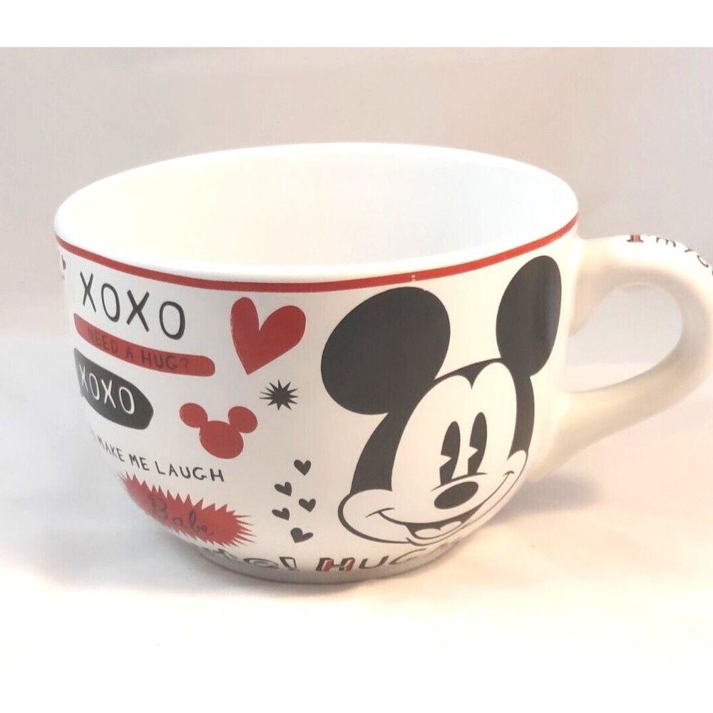 DISNEY MINNIE/MICKEY MOUSE LOVE VALENTINE COFFEE/SOUP MUG 20 OZ LARGE 5" DIAM